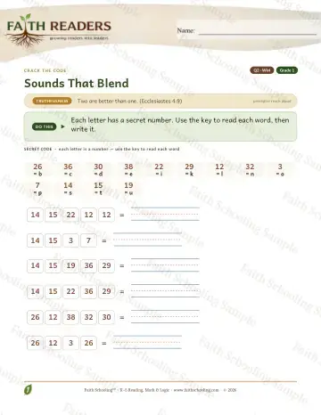 1st Grade phonics worksheet — Sounds That Blend — Crack The Code (Practice 4)