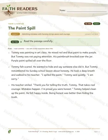 2nd Grade reading comprehension worksheet — Reading Comprehension — Theme And Purpose (Practice 3) (Practice 1)