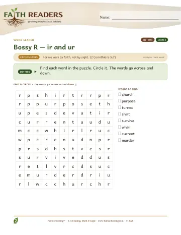 Bossy R Ir Ur — Word Search (Practice 1)
