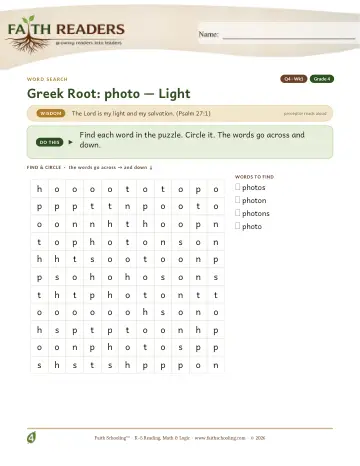 Greek Root Photo — Word Search (Practice 1)