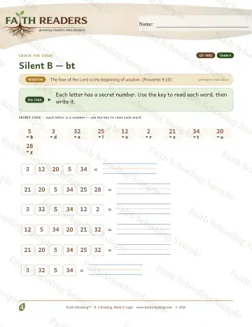 4th Grade phonics worksheet — Silent B Bt — Crack The Code (Practice 2)