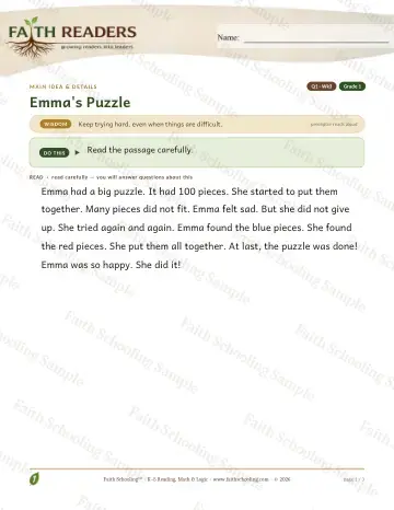 1st Grade reading comprehension worksheet — Reading Comprehension — Main Idea And Details (Practice 3) (Practice 1)