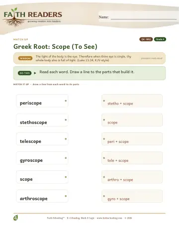 Greek Root Scope — Match Up (Practice 1)