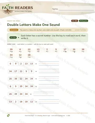 Kindergarten phonics worksheet — Double Consonants — Crack The Code (Practice 1)
