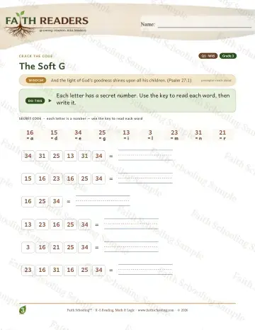 3rd Grade phonics worksheet — Soft G — Crack The Code (Practice 5)
