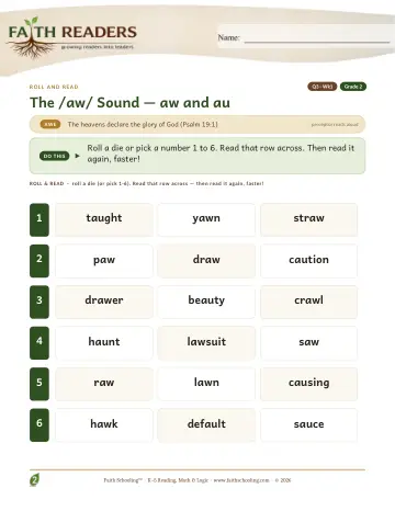 The AW AU Sound — Roll And Read (Practice 1)