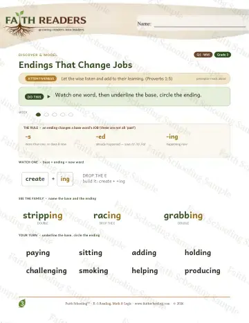 3rd Grade vocabulary & word study worksheet — Endings That Change Jobs — Lesson (Practice 5)