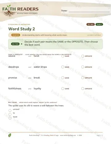 2nd Grade vocabulary & word study worksheet — Vocabulary — Synonyms Antonyms (Practice 2) (Practice 4)
