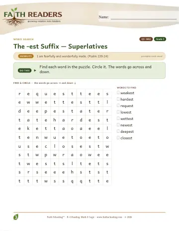 The Est Suffix — Word Search (Practice 1)