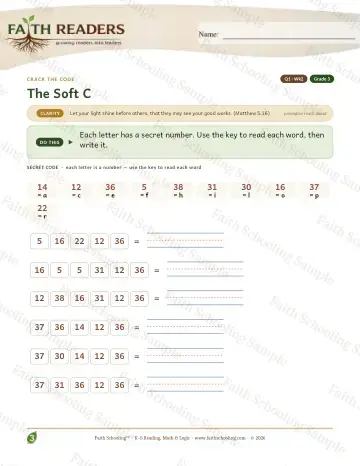3rd Grade phonics worksheet — Soft C — Crack The Code (Practice 2)