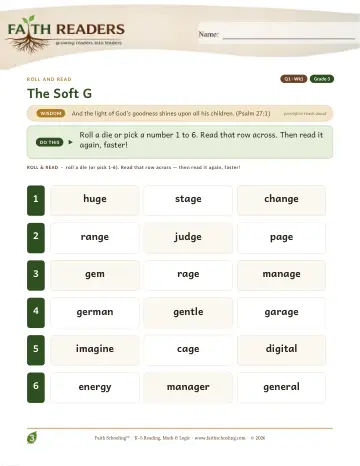 Soft G — Roll And Read (Practice 1)