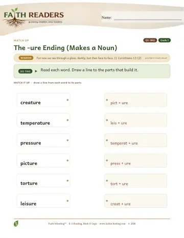 The Ure Suffix — Match Up (Practice 1)