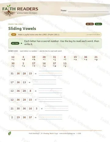 2nd Grade phonics worksheet — Sliding Vowels — Crack The Code (Practice 6)