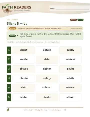 Silent B Bt — Roll And Read (Practice 1)
