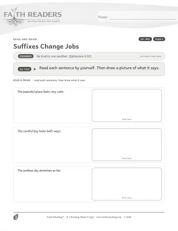 Grade 3 Vocabulary, Morphology & Word Study: Suffixes Change Jobs — worksheet preview