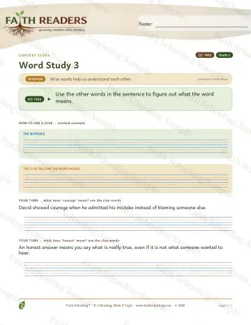 2nd Grade vocabulary & word study worksheet — Vocabulary — Context Clues (Practice 3)