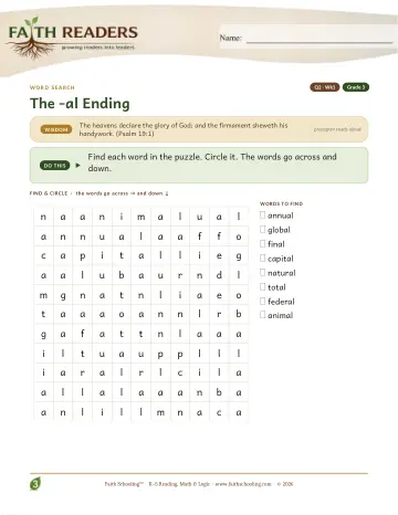 The Al Suffix — Word Search (Practice 1)
