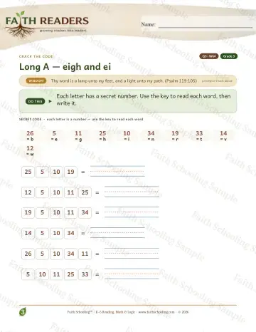 3rd Grade phonics worksheet — Long A Eigh Ei — Crack The Code (Practice 4)