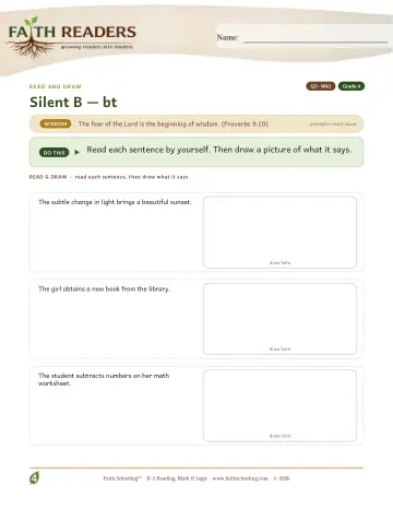 Grade 4 Phonics, Decoding & Spelling Patterns: Silent B BT — worksheet preview