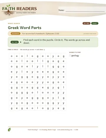 Greek Word Parts — Word Search (Practice 1)