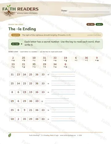 2nd Grade phonics worksheet — The Le Ending — Crack The Code (Practice 3)