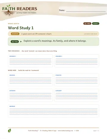 Grade 3 Vocabulary, Morphology & Word Study: Multiple Meaning Categories — worksheet preview