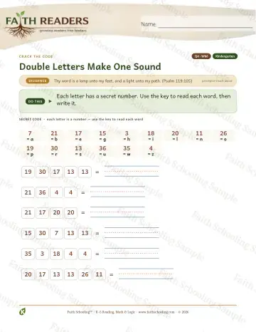 Kindergarten phonics worksheet — Double Consonants — Crack The Code (Practice 6)