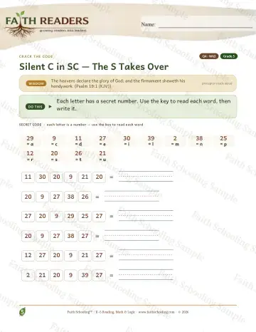 5th Grade phonics worksheet — Silent Sc — Crack The Code (Practice 3)