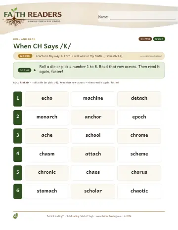 Ch As K — Roll And Read (Practice 1)