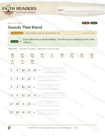 1st Grade phonics worksheet — Sounds That Blend — Crack The Code (Practice 3)