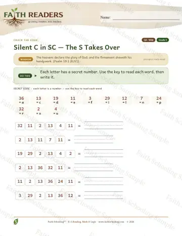 5th Grade phonics worksheet — Silent Sc — Crack The Code (Practice 6)