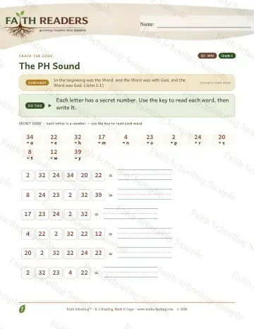 1st Grade phonics worksheet — The PH Sound — Crack The Code (Practice 5)