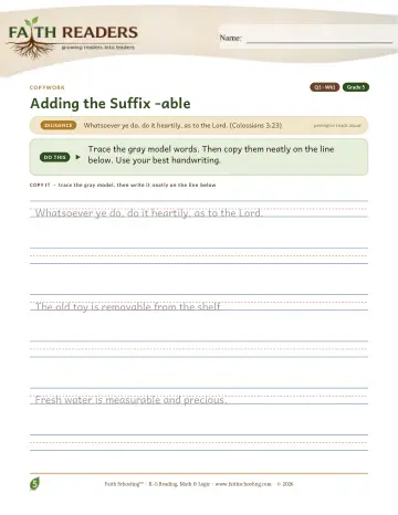 Grade 5 Grammar & Writing: Copywork — worksheet preview