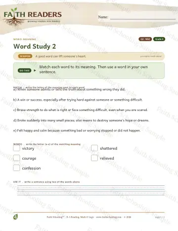 4th Grade vocabulary & word study worksheet — Vocabulary — Word Meaning (Practice 2) (Practice 2)