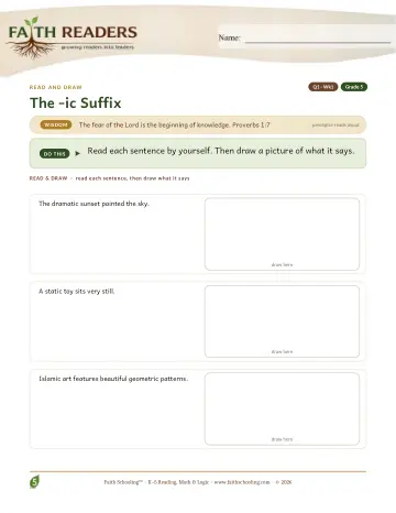 Grade 5 Vocabulary, Morphology & Word Study: Ic Suffix — worksheet preview