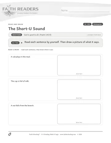 Kindergarten Phonics, Decoding & Spelling Patterns: Short U — worksheet preview