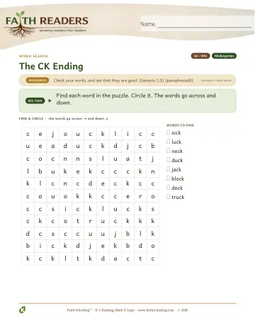 The CK Ending — Word Search (Practice 1)