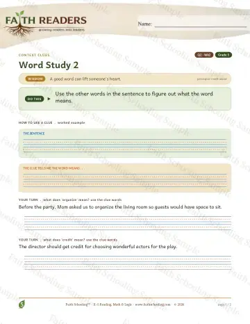 5th Grade vocabulary & word study worksheet — Vocabulary — Context Clues (Practice 2) (Practice 4)