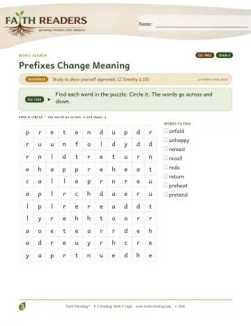 Prefixes Change Meaning — Word Search (Practice 1)