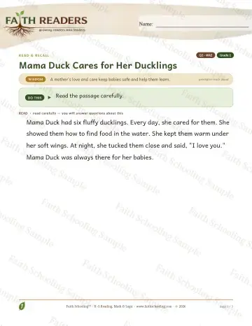 1st Grade reading comprehension worksheet — Reading Comprehension — Read And Recall (Practice 2) (Practice 2)