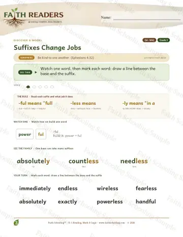 3rd Grade vocabulary & word study worksheet — Suffixes Change Jobs — Lesson (Practice 2)