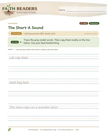 Q1 The Short A Sound — Copywork (Practice 35)