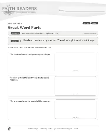 Grade 5 Vocabulary, Morphology & Word Study: Greek Word Parts — worksheet preview
