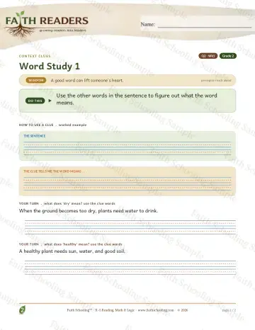 2nd Grade vocabulary & word study worksheet — Vocabulary — Context Clues (Practice 1) (Practice 3)
