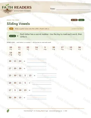 2nd Grade phonics worksheet — Sliding Vowels — Crack The Code (Practice 4)