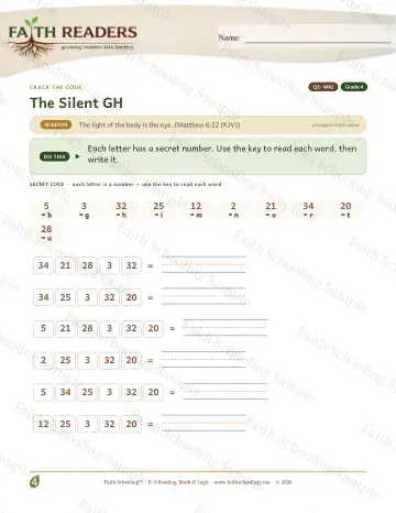 4th Grade phonics worksheet — The GH Sound — Crack The Code (Practice 2)