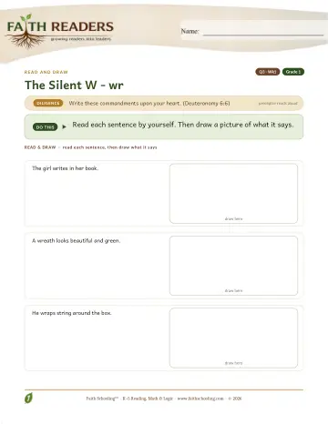 Grade 1 Phonics, Decoding & Spelling Patterns: Silent W WR — worksheet preview