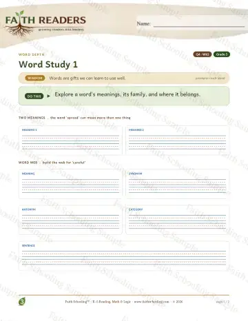 3rd Grade vocabulary & word study worksheet — Vocabulary — Multiple Meaning Categories (Practice 1) (Practice 3)