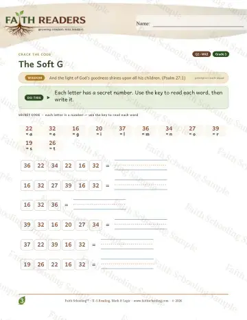 3rd Grade phonics worksheet — Soft G — Crack The Code (Practice 3)