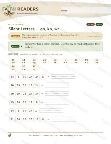 5th Grade phonics worksheet — Silent Letters Review — Crack The Code (Practice 4)